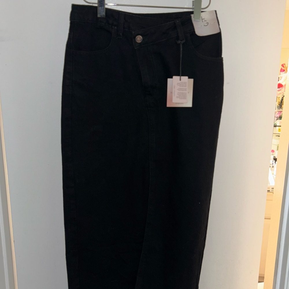 Happily Grey denim long skirt black